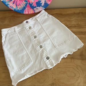 Michael Kors Button Front White Denim Miniskirt